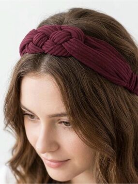 “3/$25” Boho-Chic Braided Headband in Wine Red